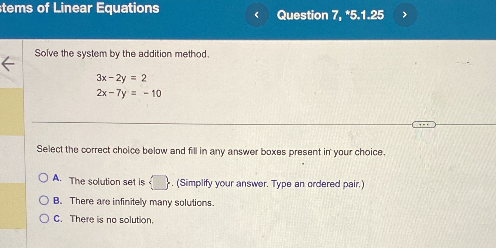 stems of Linear Equations < Question 7, *5.1.25  style=
