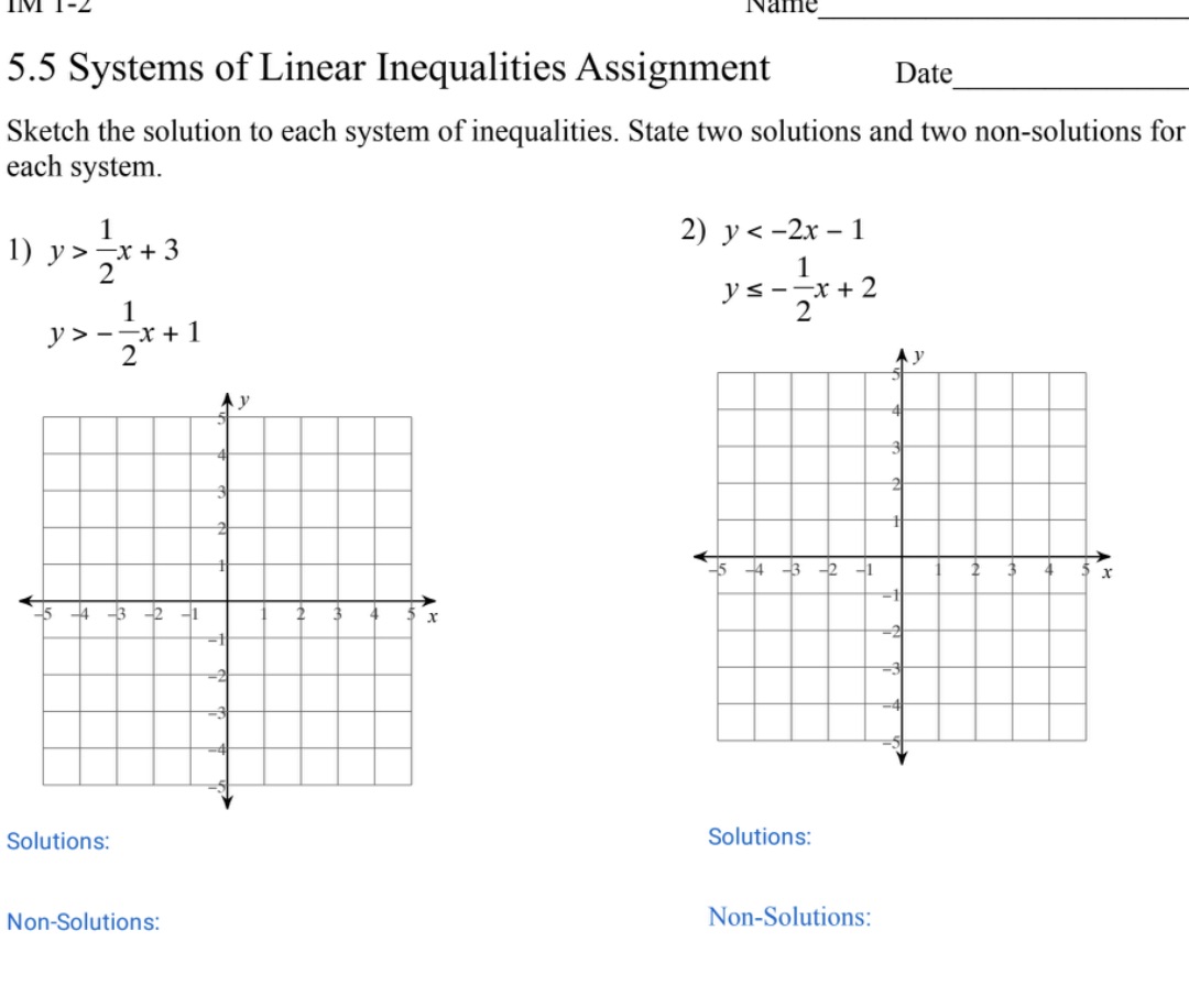 need help asap ! Name 5.5 Systems of Linear