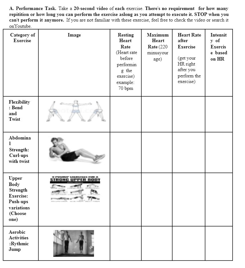A. Performance Task. Take a 20-second video of