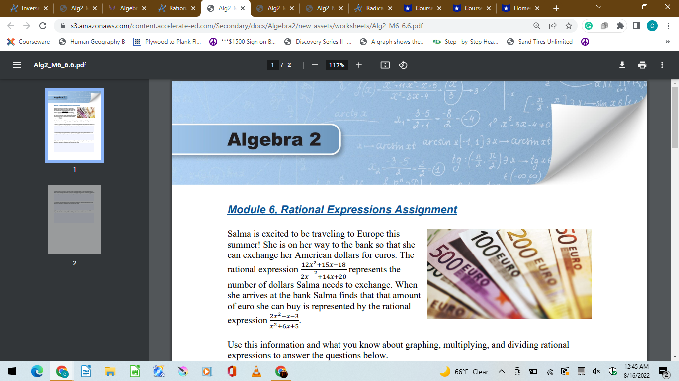Algebra 2 A (SS) - PE - Activities X K Rational