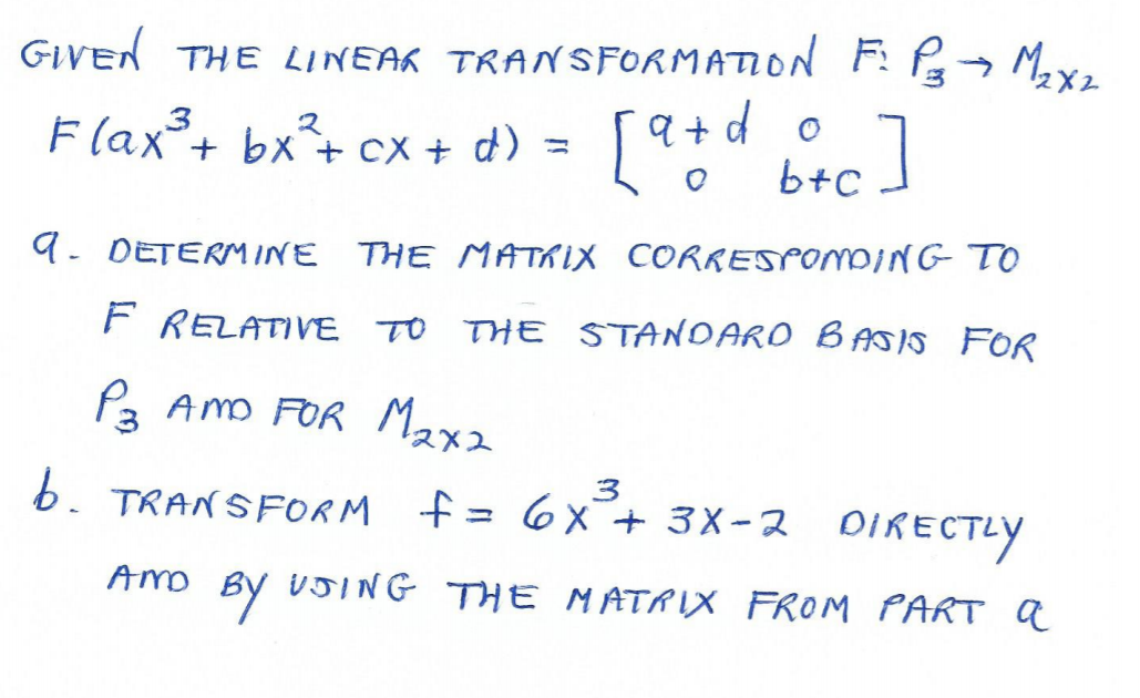 GIVEN THE LINEAR TRANSFORMATION F1 Pig - M2X2