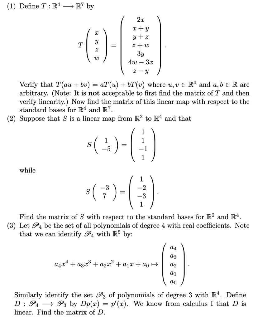 Matrix: please show all your works (1) Dene T :