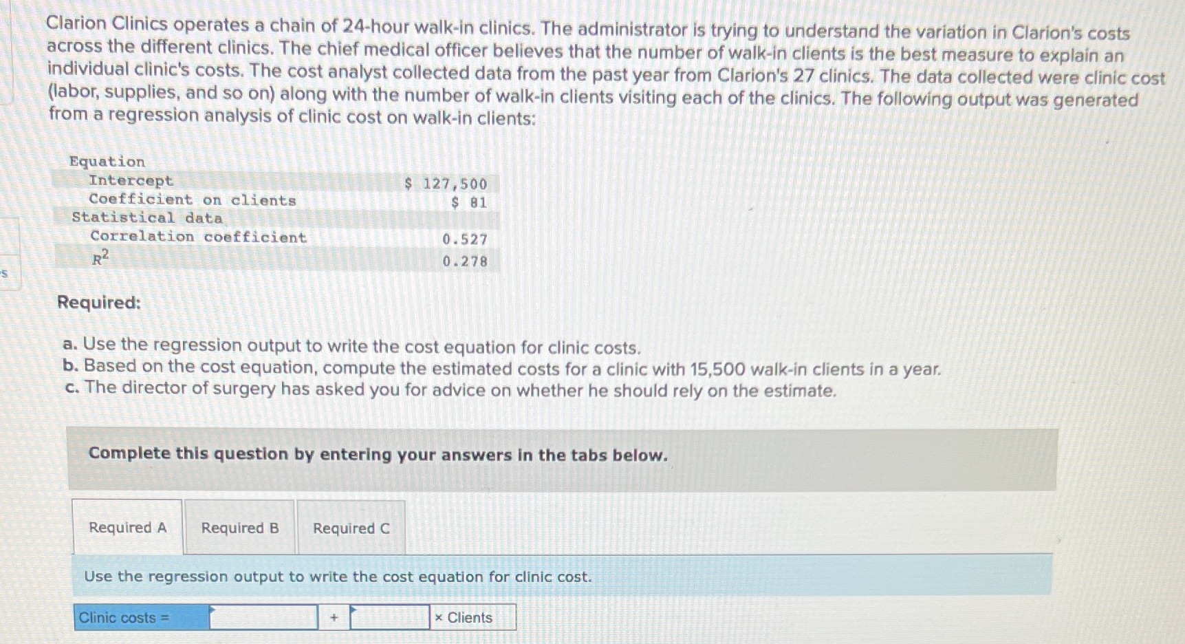 Clarion Clinics operates a chain of 24-hour