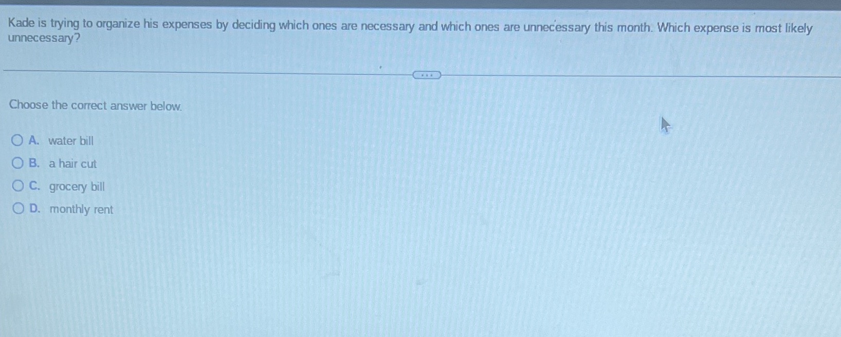 Kade is trying to organize his expenses by