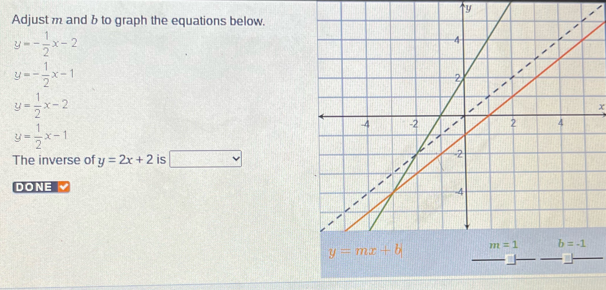 Please help ty Adjust m and b to graph the