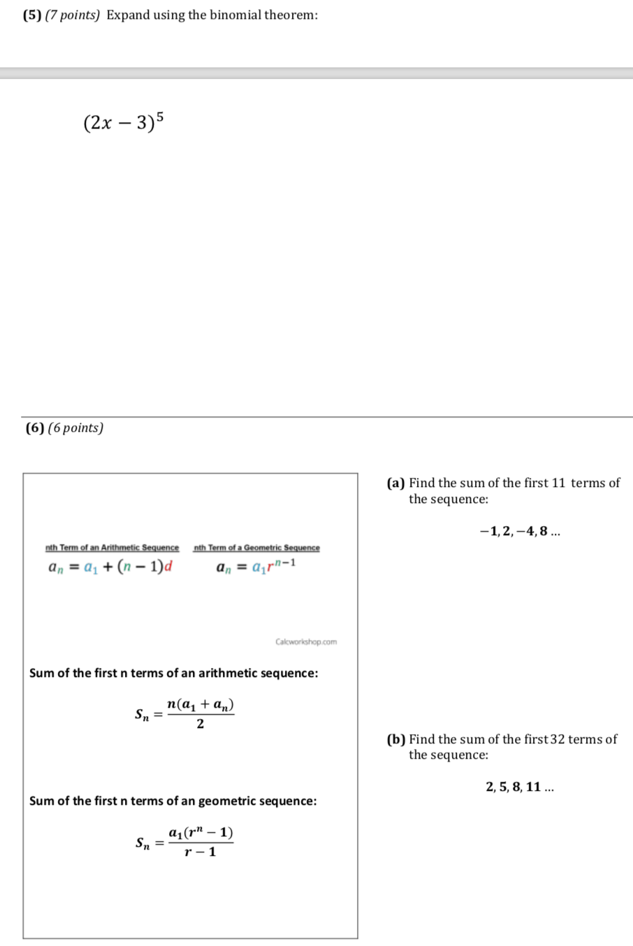 (1] { nts) Write out and evaluate the series: (a)