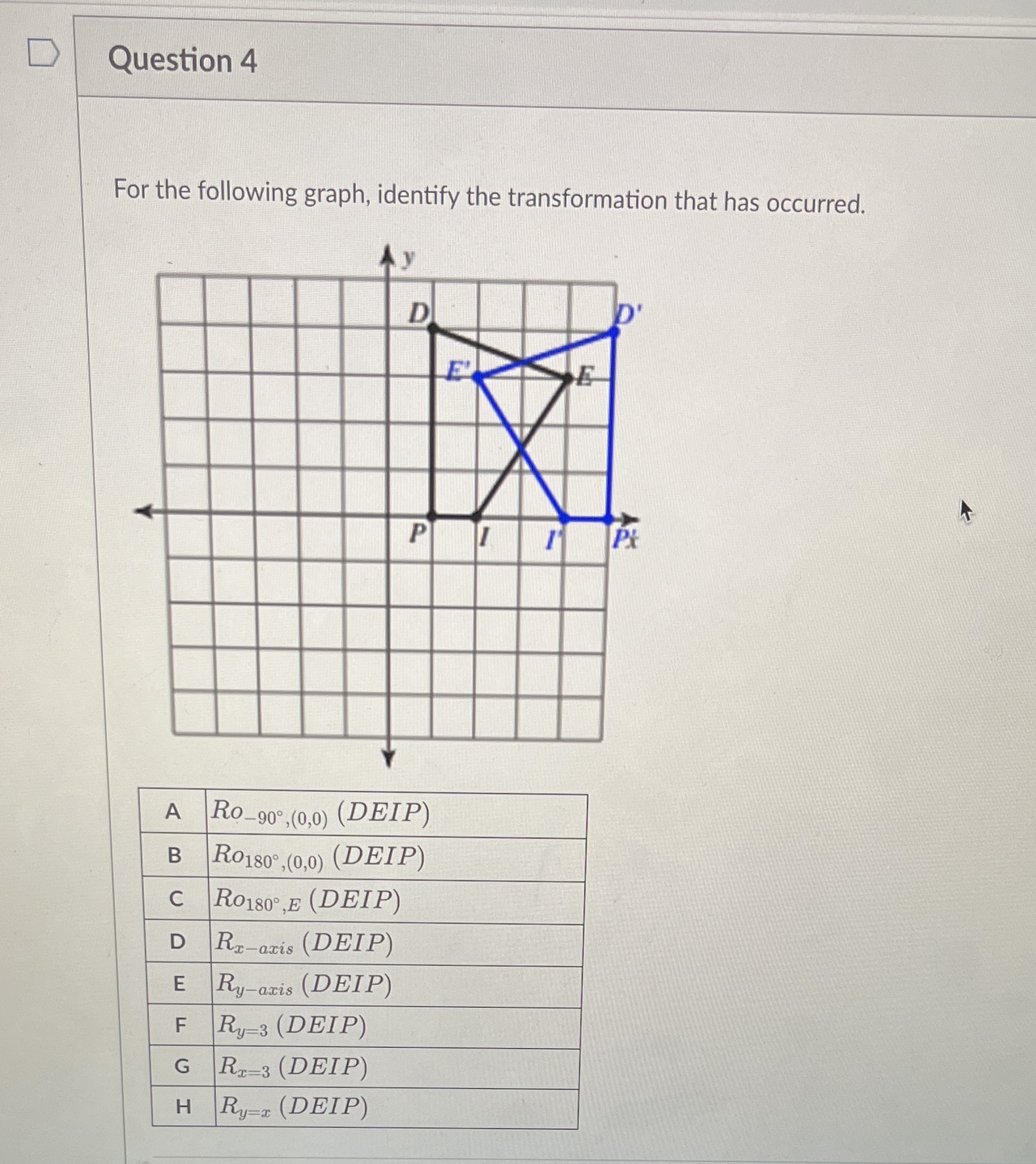 D Question 4 For the following graph, identify