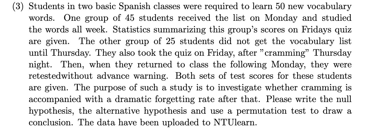 (3) Students in two basic Spanish classes were