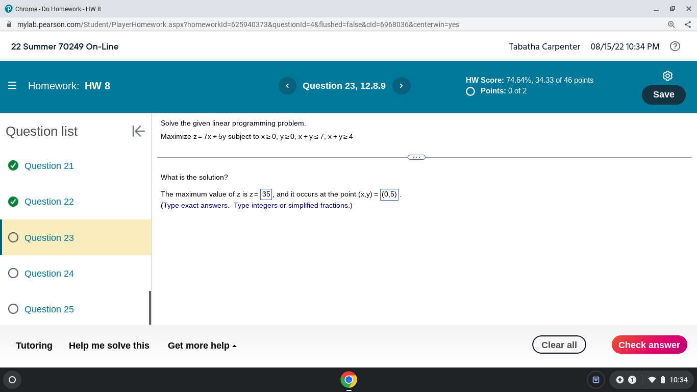 Chrome - Do Homework - HW 8 X