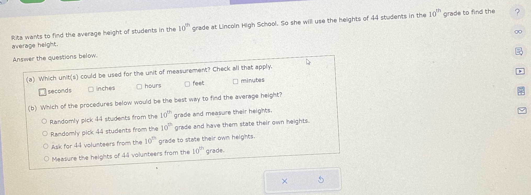 Rita wants to find the average height of students