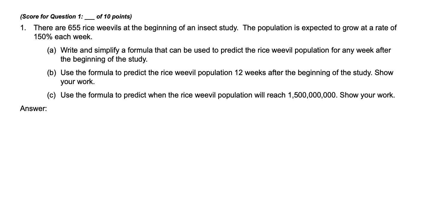 (Score for Question 1: ___ of 10 points) (Score