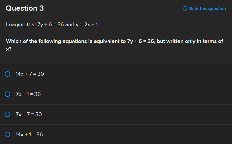 Question 3 Imagine that 73! + E : 36 and y = 2x +