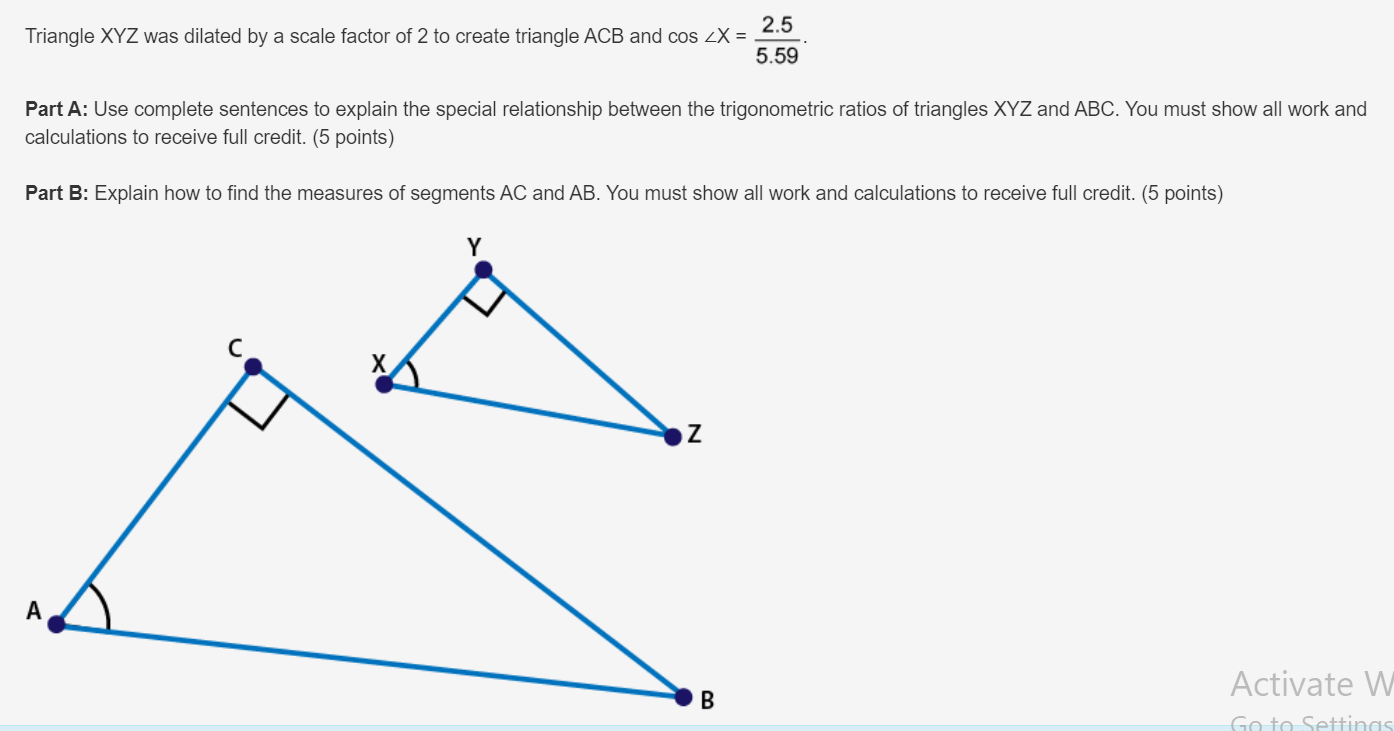 thanks in advance Triangle XYZ was dilated by a