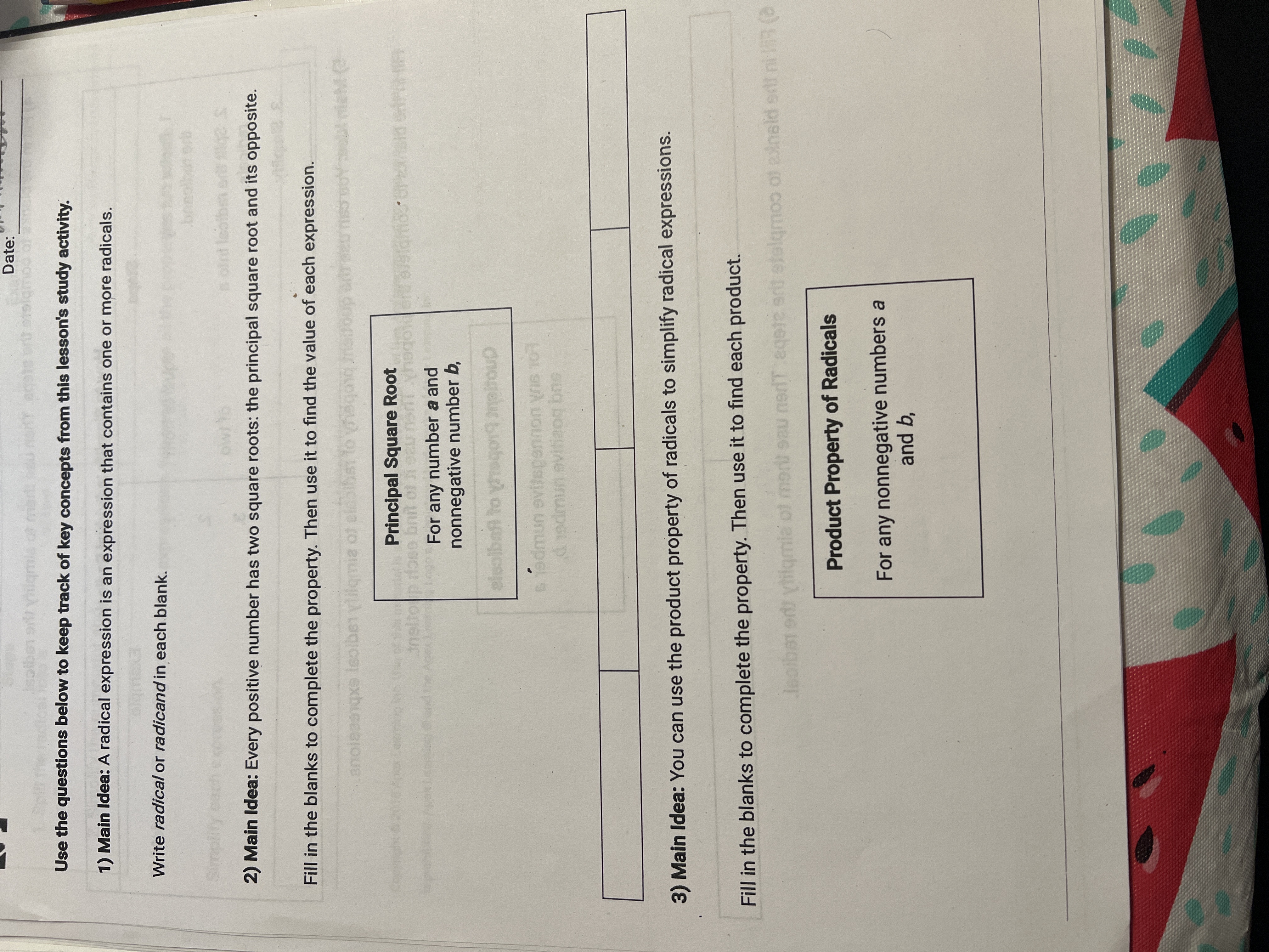 Date: Use the questions below to keep track of