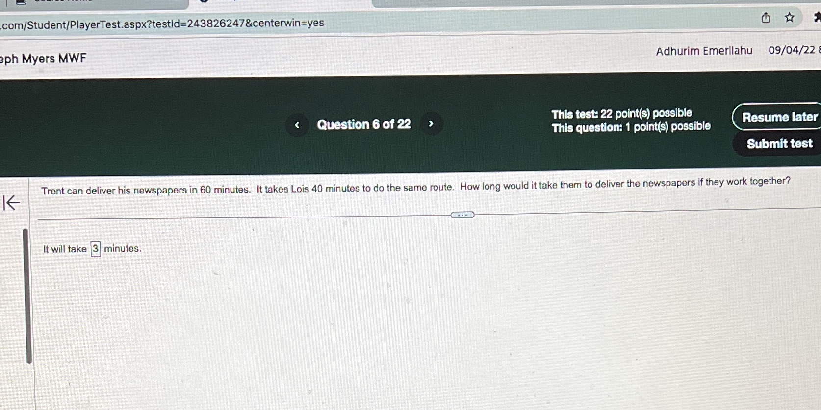 Trent Can deliver his newspaper in 60 minutes. It