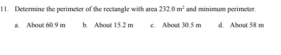 11. Determine the perimeter of the rectangle with