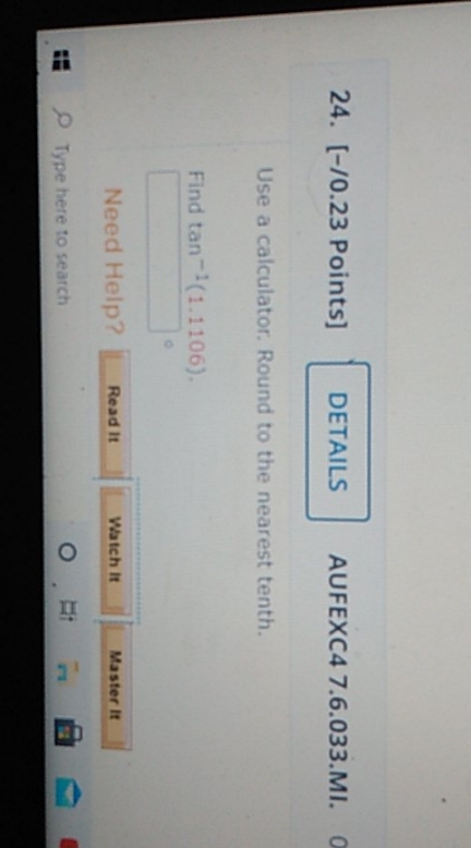 find tan .nearest tenth 24. [-/0.23 Points]