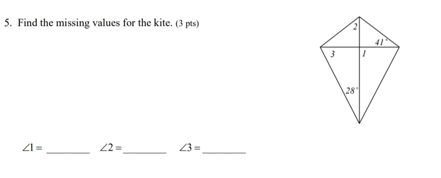 I'm confused 5. Find the missing values for the