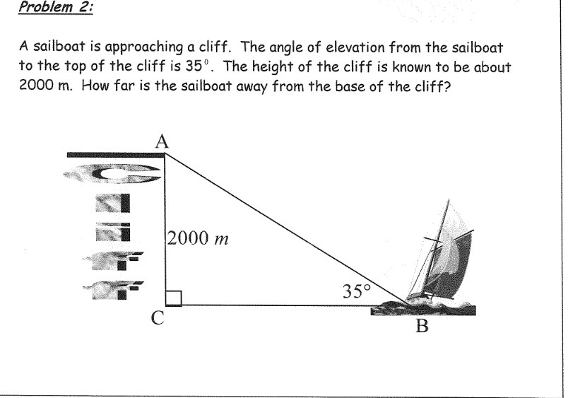 Problem 2: A sailboat is approaching a cliff. The