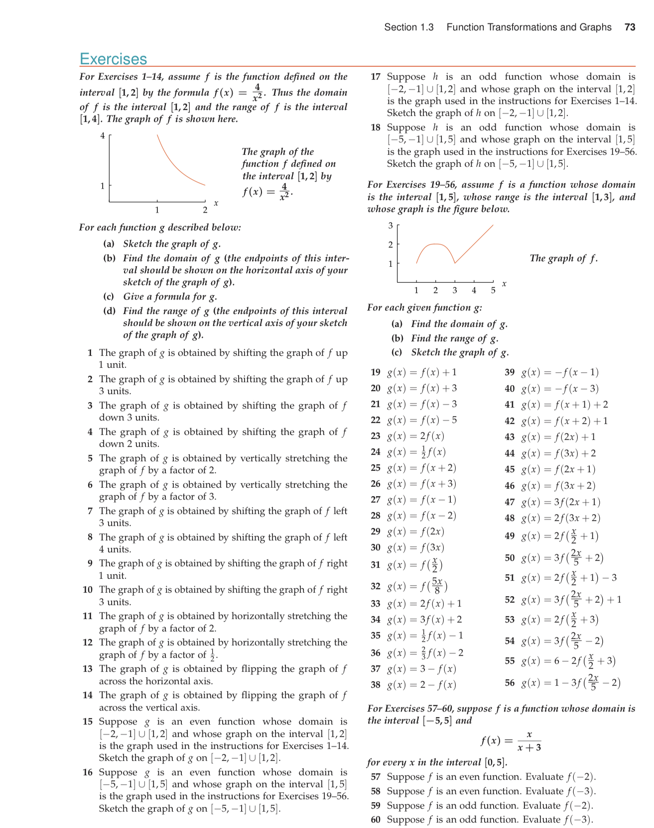 Section 1.3 Function Transformations and Graphs