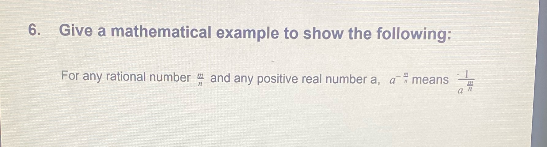 6. Give a mathematical example to show the
