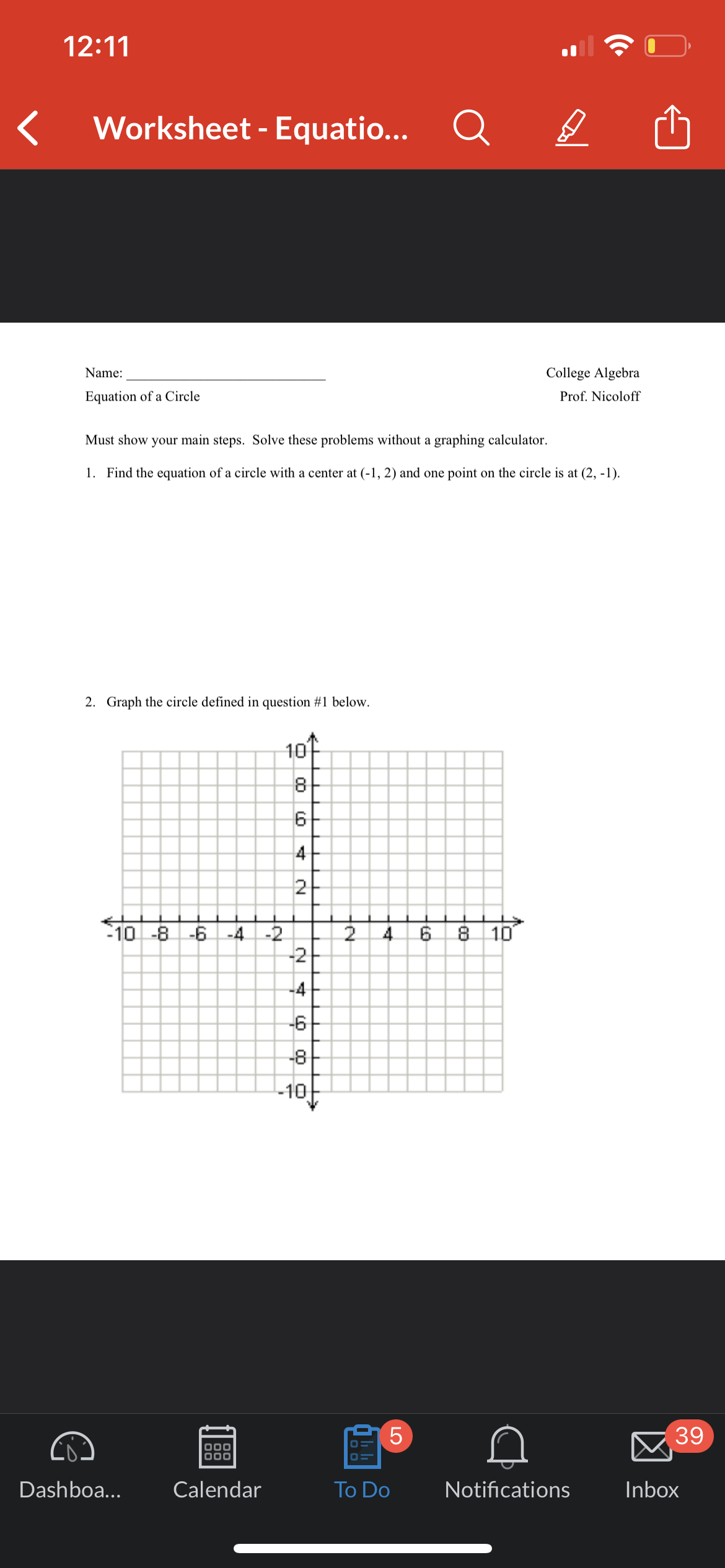 12:11 Worksheet - Equation.. Q Name: College