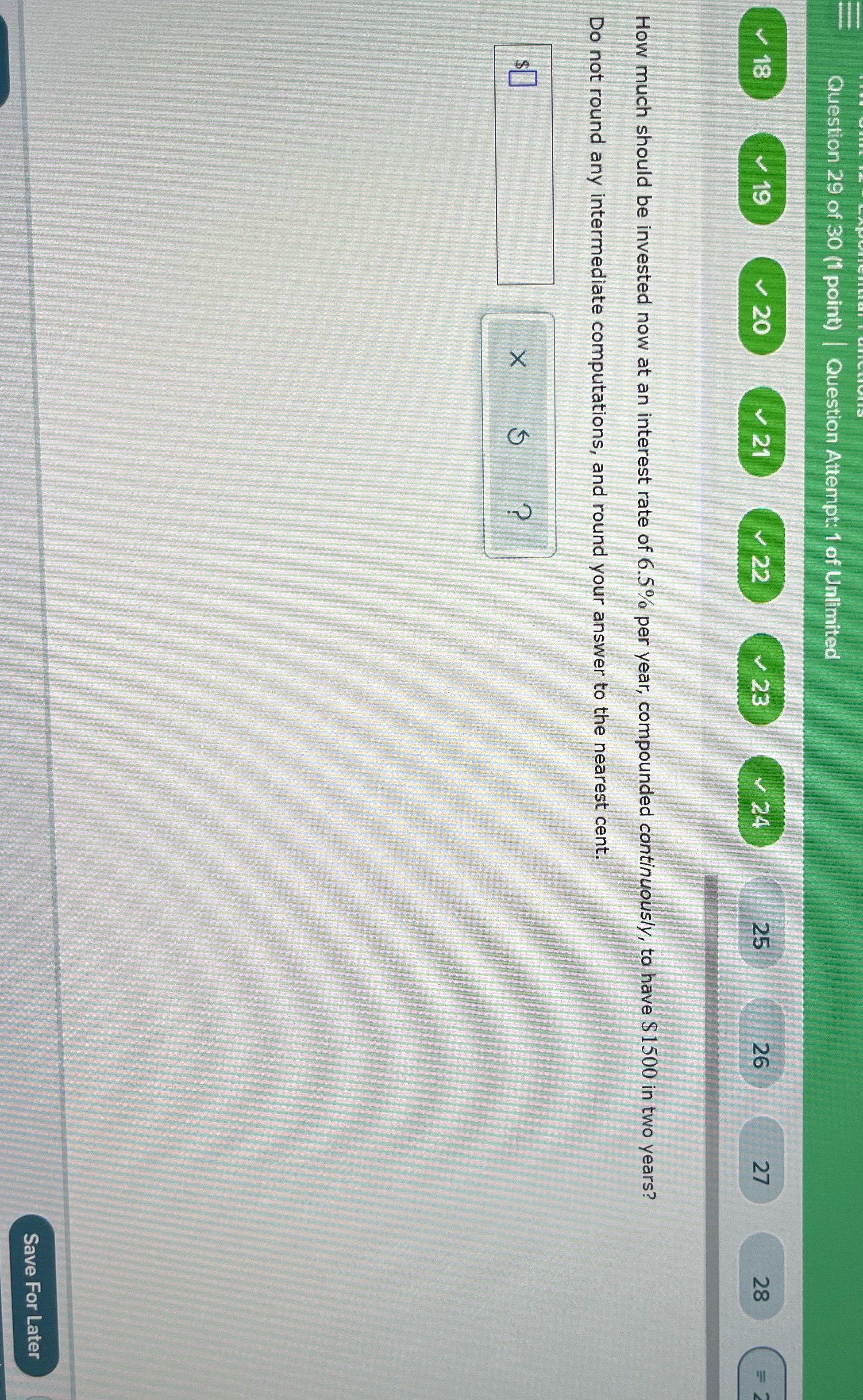 Question 29 of 30 (1 point) | Question Attempt: 1