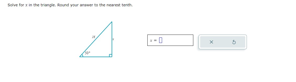 Solve for x in the triangle. Round your answer to