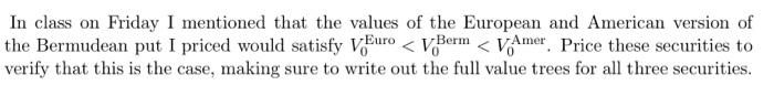 Need help In class on Friday I mentioned that the