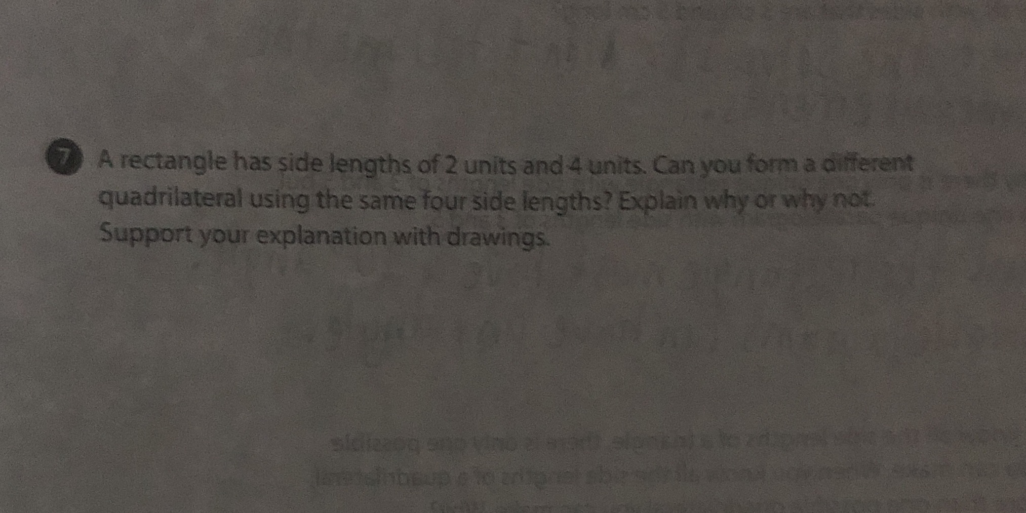 A rectangle has side lengths of 2 units and 4
