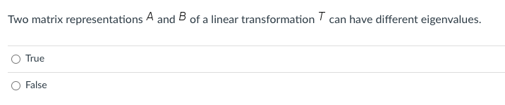 Two matrix representations A and 5 of a linear
