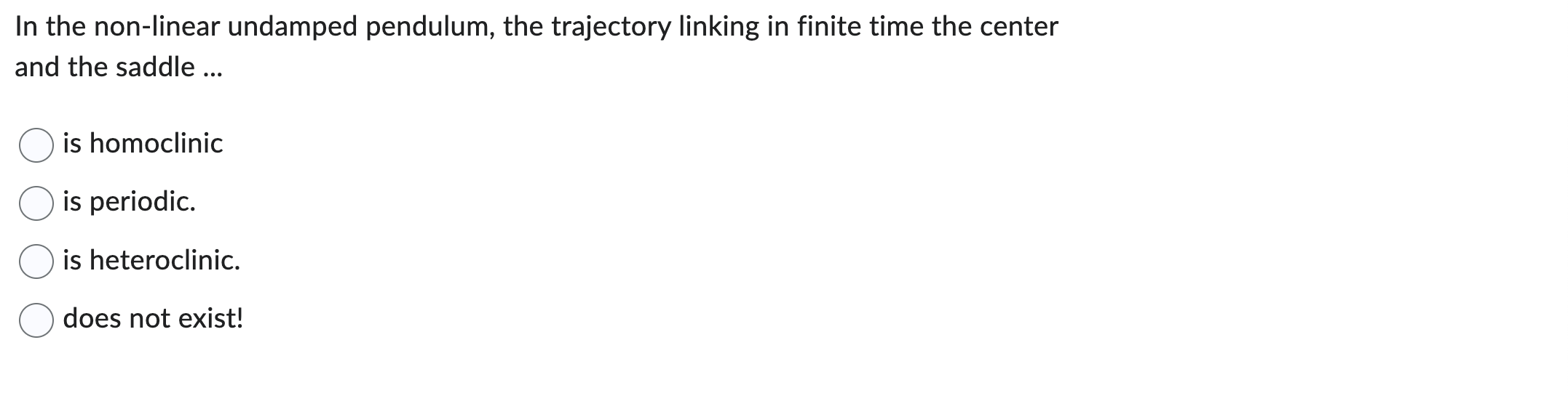 In the non-linear undamped pendulum, the