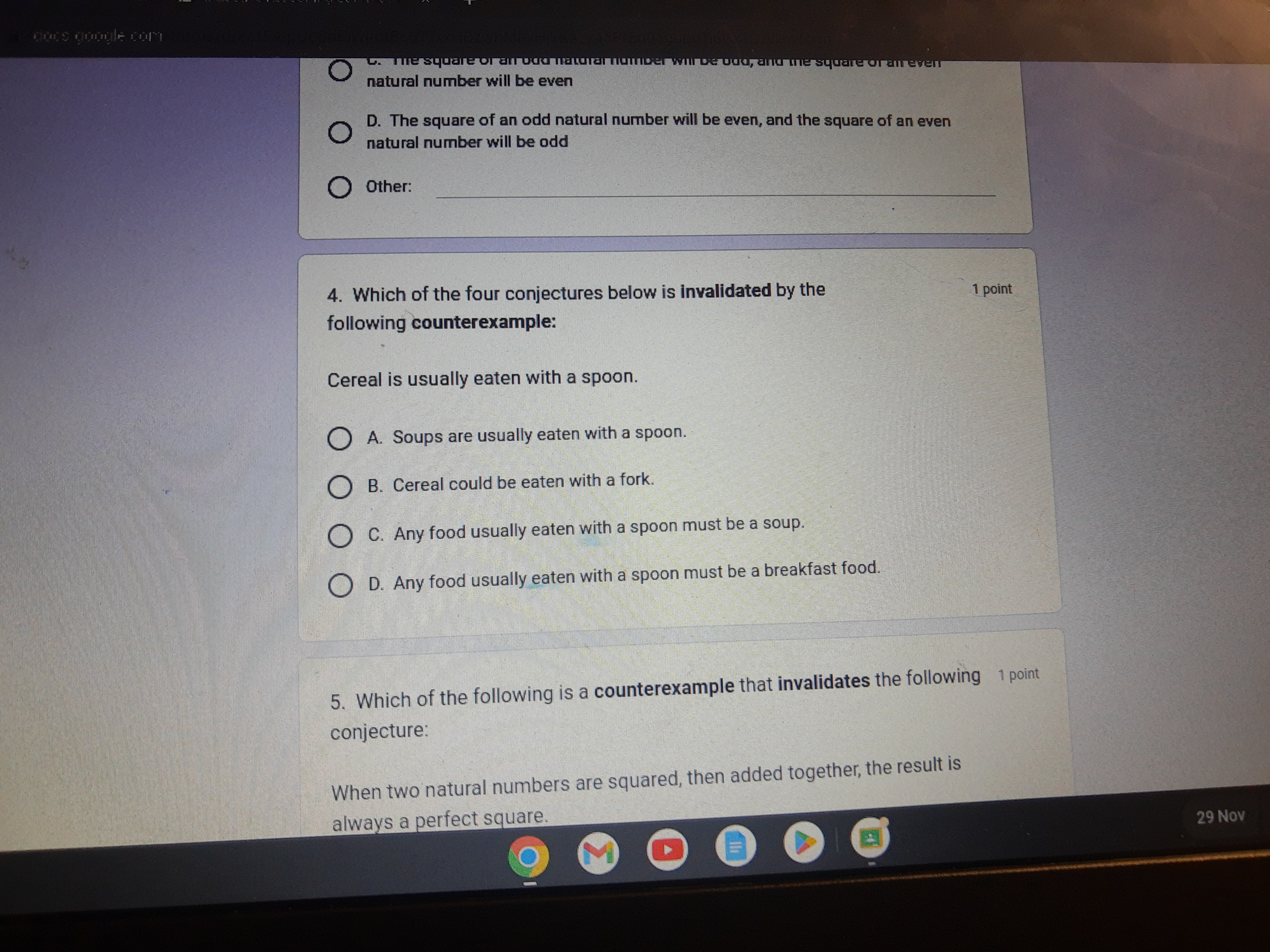 1. True or False: 1 point If inductive reasoning