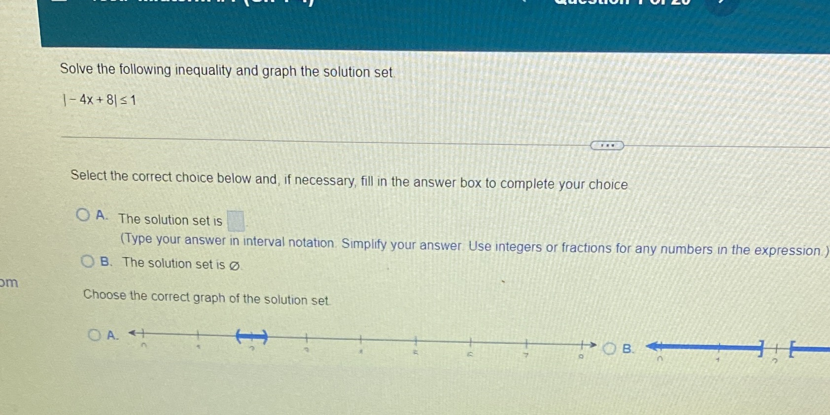 Solve the following inequality and graph the