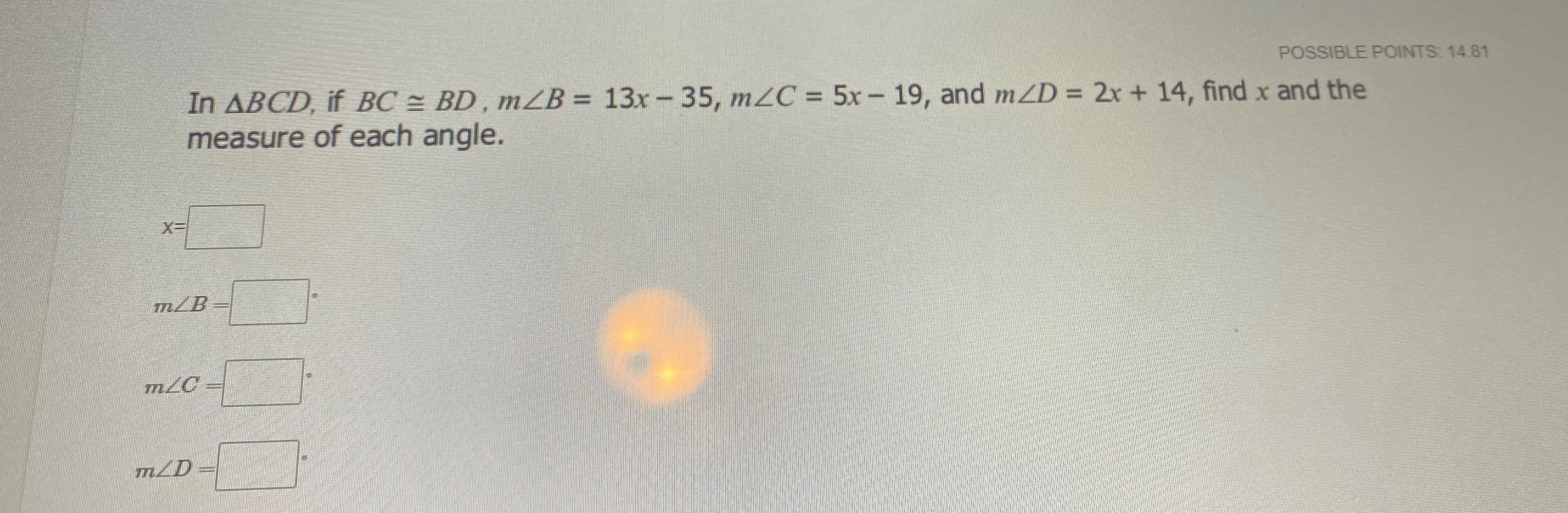 In AWXY, if ZX = ZY. WX = 9x - 11, XY = 4x + 1,