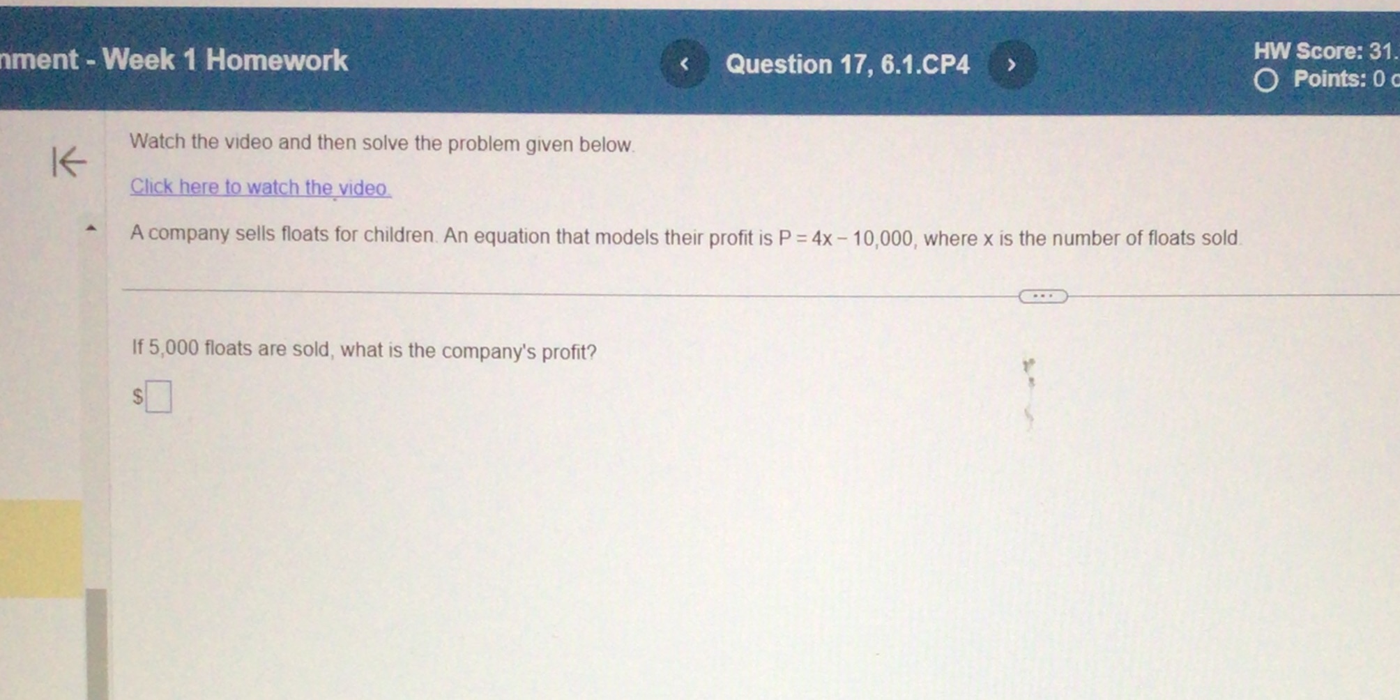 nment - Week 1 Homework Question 17, 6.1.CP4 HW