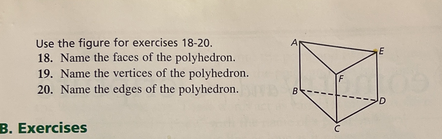 Use the figure for exercises 18-20. A m 18. Name
