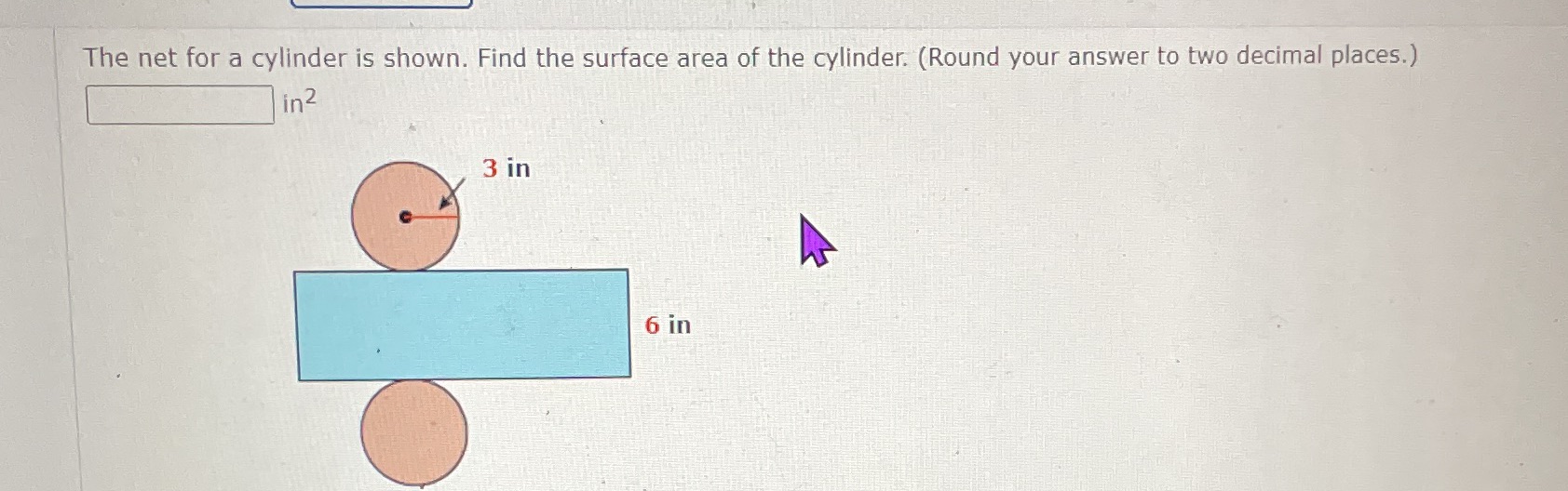 The net for a cylinder is shown. Find the surface