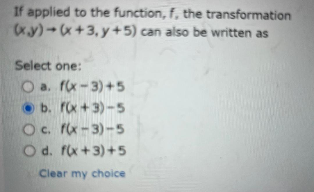 If applied to the function, f, the transformation