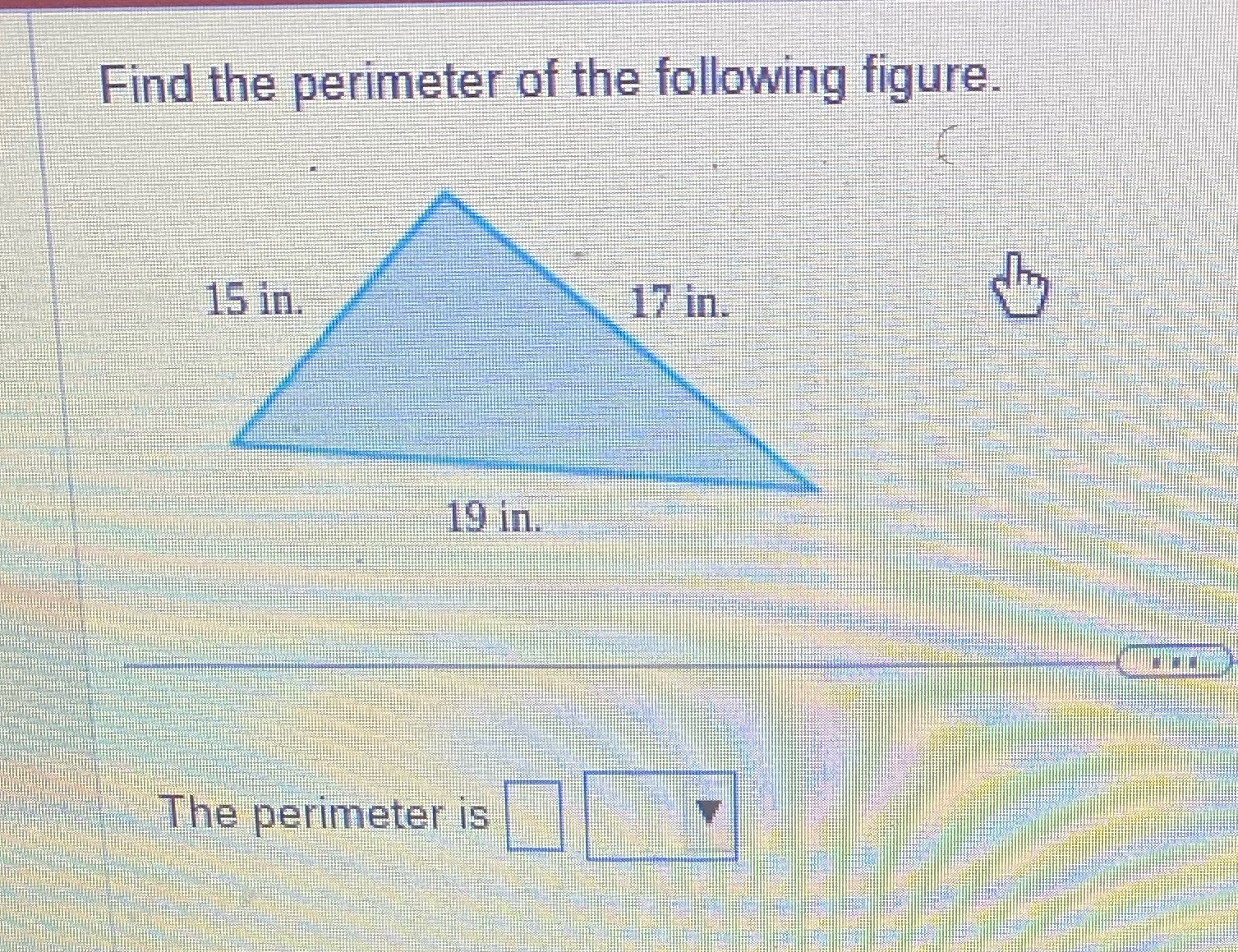 Find the perimeter of the following figure. 15