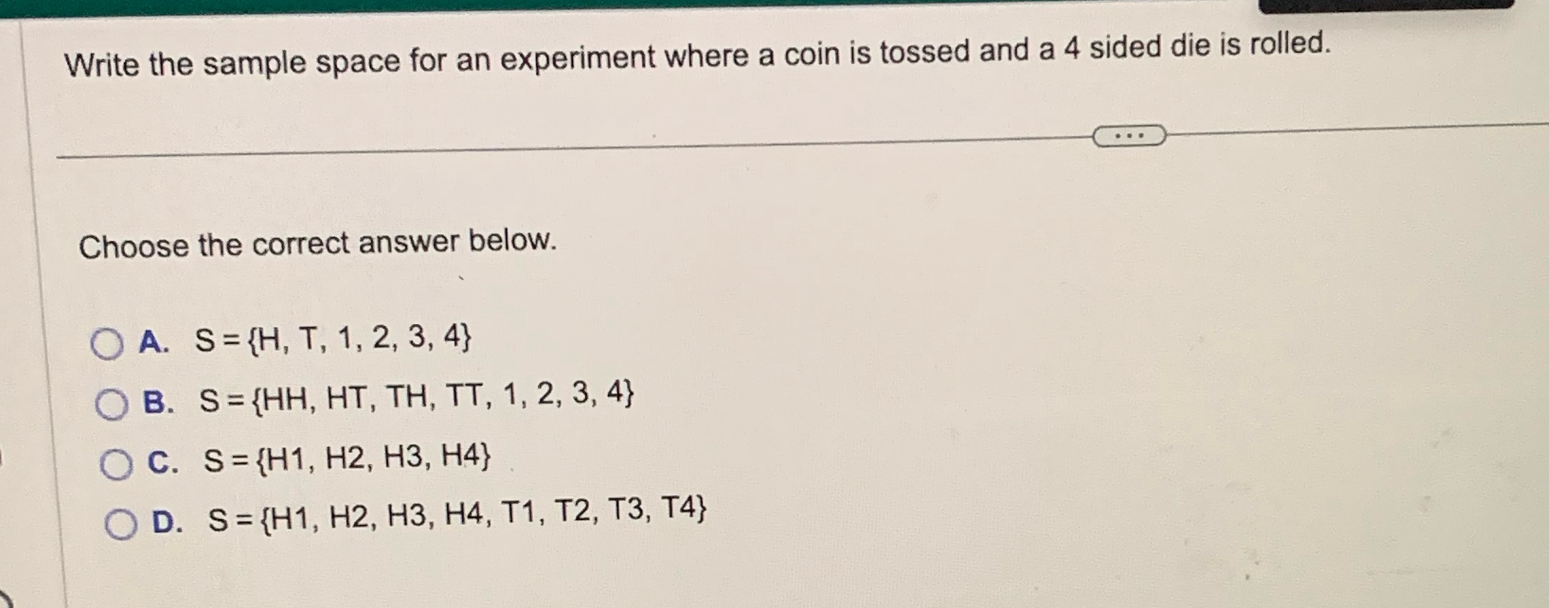 Write the sample space for an experiment where a