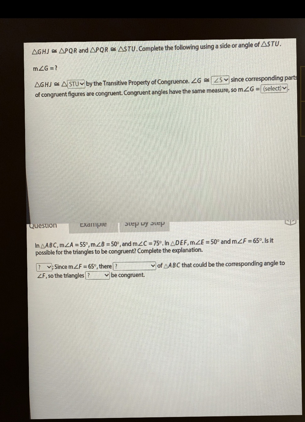 Fill in the blanks, thank you AGHJ = APQR and