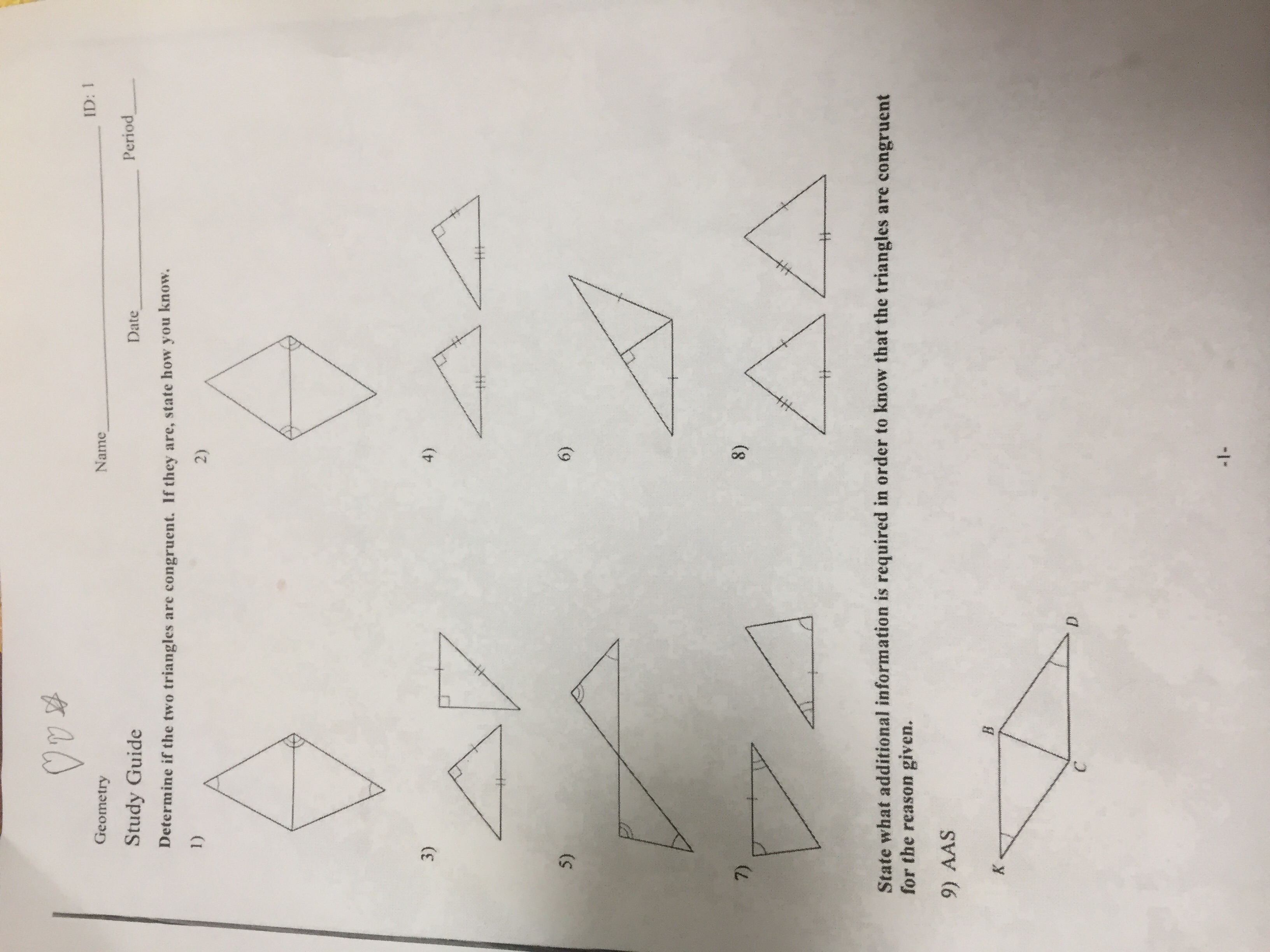 I need help to know why they are congruent ID: 1