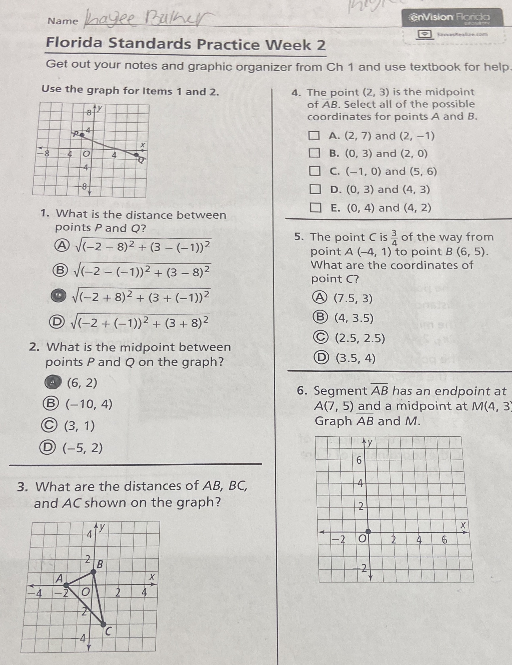 Name hagee Buther enVision Florida Florida