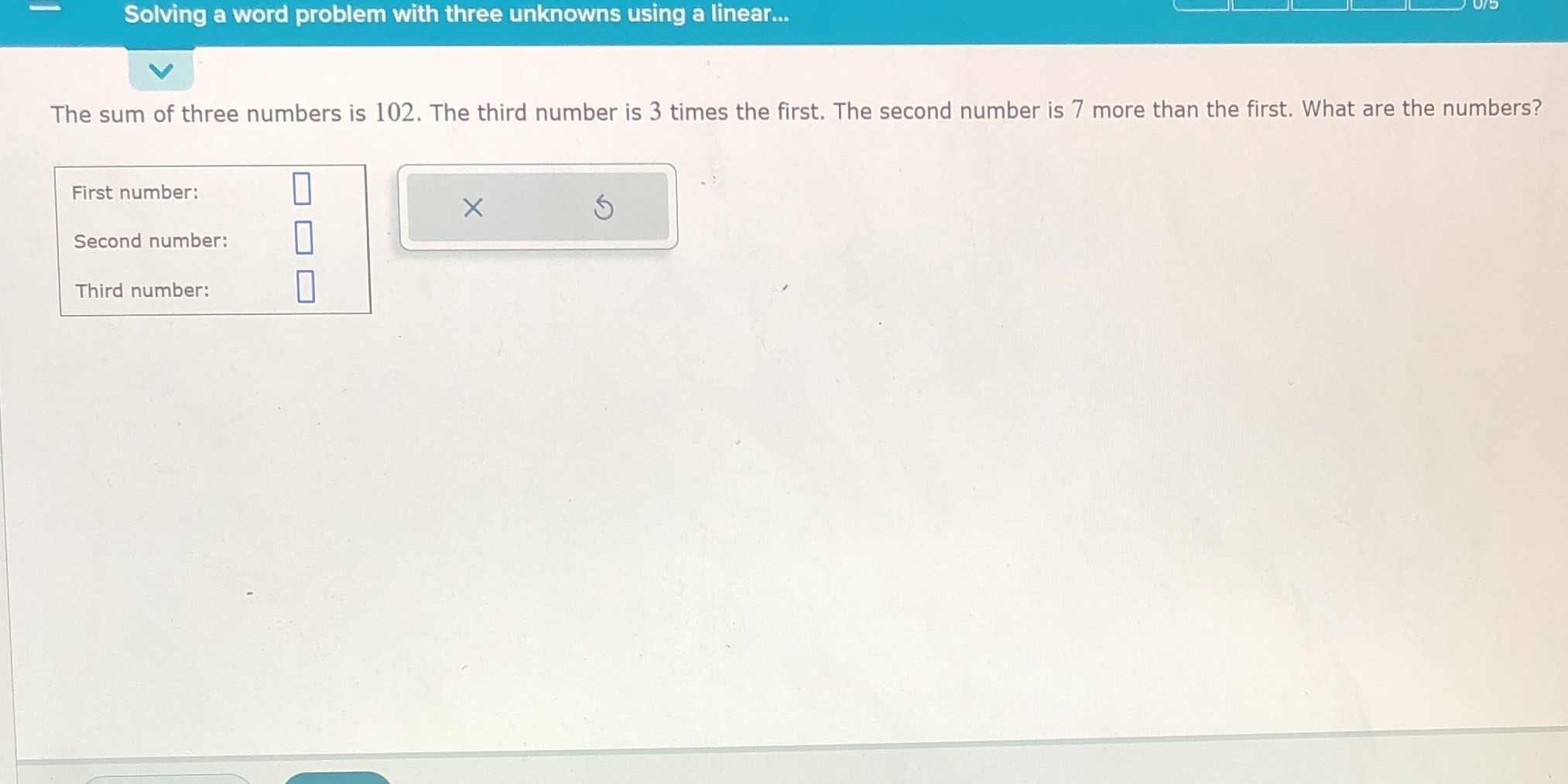 Solving a word problem with three unknowns using