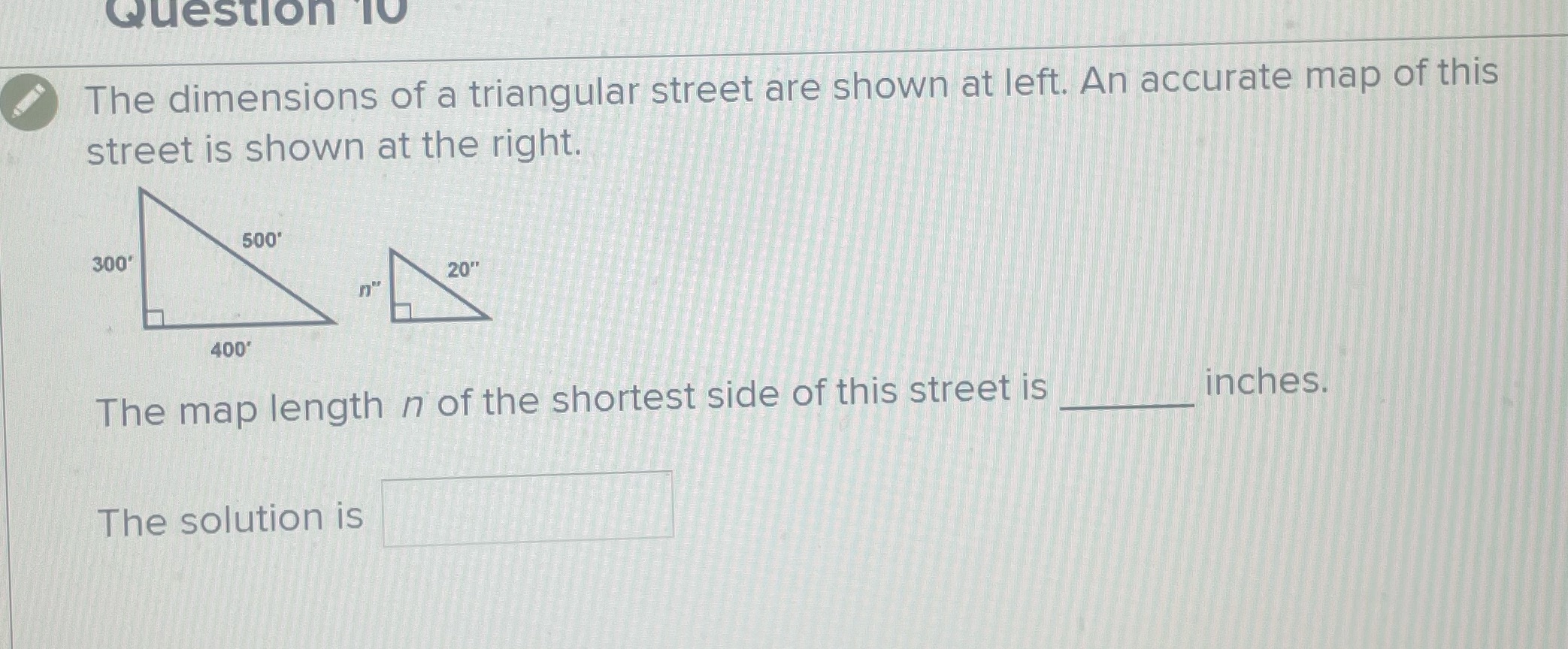 Question TO The dimensions of a triangular street