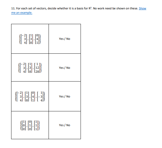For #3 - #6, let A = NUN 0 3. Is the vector 4 in