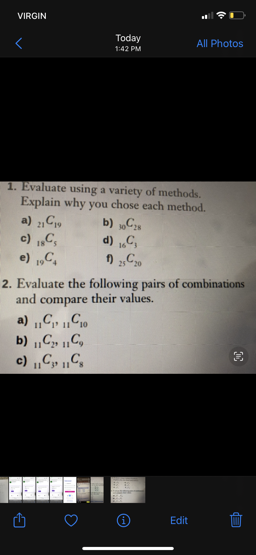 VIRGIN Today All Photos 1:42 PM 1. Evaluate using