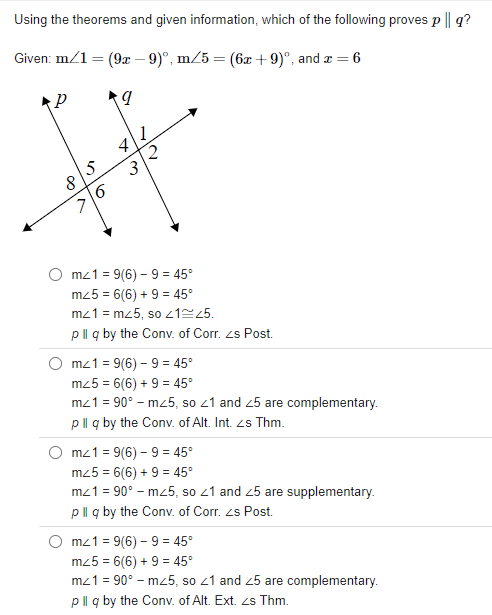 Using the theorems and given information, which