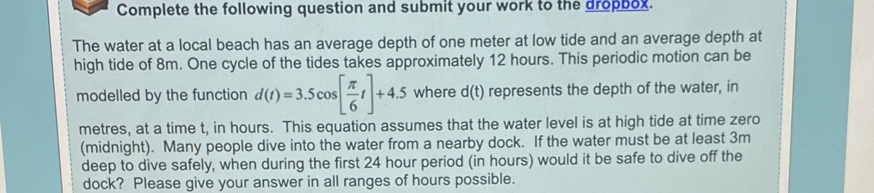 Complete the following question and submit your